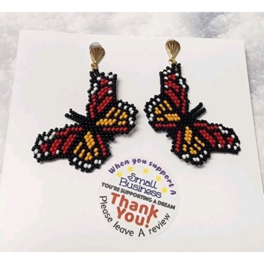Women's earrings seed beads pure handmade butterfly earrings With Goldfield Hook